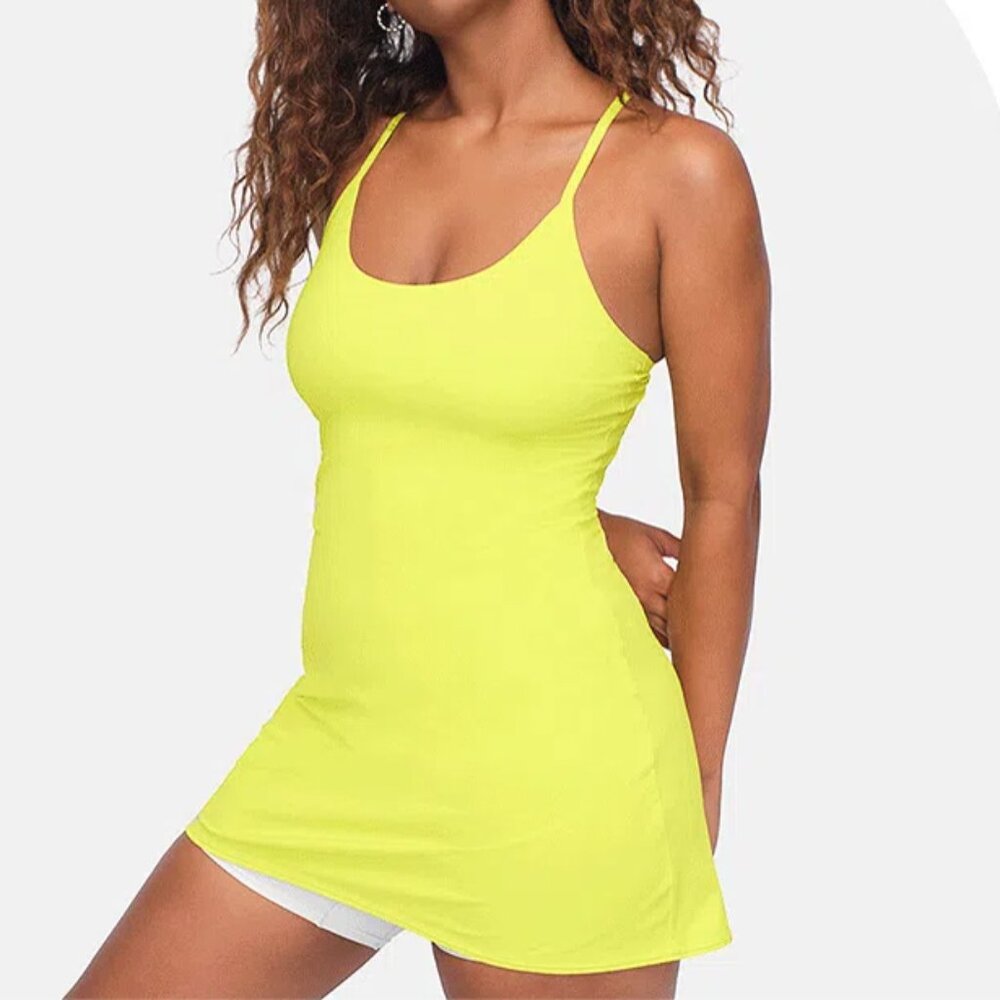 Outdoor Voices | Exercise dress in bright yellow/green wasabi color | size M